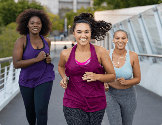 3 women jogging together